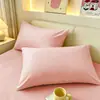 Fronha de Algodão Lavado Estilo Simples para Quarto de Casa Dormitório de Estudante Duplo Fronha Única Capa para Almofada Universal Todas as Estações