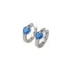 Pendientes de Diseño Exclusivo de Gama Alta con un Toque de Lujo, Pendientes de Zirconia Azul Incrustada para Mujer, Accesorios Versátiles para Orejas en Forma de Corazón