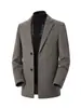 Nuevo abrigo de lana de longitud media para hombre 2026, engrosado para otoño e invierno, estilo casual de negocios con cuello de solapa, prenda exterior de lana doble cara