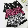 Suministro transfronterizo exclusivo de calzoncillos tipo bóxer para mujer personalizados, modernos, estampados, de tiro bajo, con encaje, lunares, estampado de leopardo, cebra.