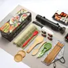 Herramientas para Hacer Sushi, Cuchillo para Sushi, Esterilla de Bambú para Enrollar, Plato de Cerámica, Cuchara Japonesa para Arroz, Juego de Moldes para Bolas de Arroz y Sushi
