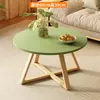Mesa de Centro Simples para Apartamento Pequeno Sala de Estar Combinação para Casa Mesa Lateral de Sofá Varanda Madeira Maciça Minimalista Mesa Redonda Pequena Mesa de Chá Madeira Maciça