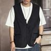 Chaleco de trabajo de estilo coreano para hombre, marca de moda de verano, para pesca al aire libre, multibolsillos, sin mangas, chaqueta fina