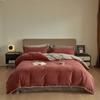 Juego de Cuatro Piezas de Terciopelo de Leche de Pelo Corto Fino, Juego de Cuatro Piezas de Combinación Doble de Terciopelo de Paloma, Ropa de Cama de Terciopelo de Cristal de Franela de Color Sólido