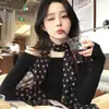 Lenço de Seda Marrom com Bolinhas para Mulheres, Lenço Longo Fino de Verão, Gravata de Pescoço, Gola Flutuante, Acessório de Lenço, Decoração de Pescoço, Elástico de Cabelo, Laço