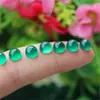 Venta al por mayor de fábrica anillo de ágata verde medio redondo 6*6 DIY hecho a mano pendientes incrustados anillo collar accesorios de joyería
