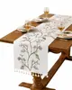 Camino de mesa, Disponible en stock, Diseño de rama botánica bordada en poliéster con flecos de borlas, Múltiples diseños disponibles para comedor, fiesta y decoración del hogar, Suministro directo de fábrica