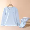Conjunto de ropa interior cálida de otoño para niños, conjunto de ropa interior de terciopelo suave para niñas estudiantes, pijama de algodón puro para adolescentes, camiseta térmica de algodón para niños mayores