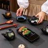Botella de Vinagre de Cerámica Cruda Estilo Japonés Vintage, Botella para Aceite, Botella para Salsa de Soja y Condimentos, Vajilla Cerámica Creativa Distintiva con Coloración Bajo Esmalte para el Hogar