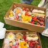 Papel Corrugado de Piel de Vaca Ventana de Resorte Estilo Camping Caja para Frutas de Picnic Caja para Pasteles de Postre Caja de Empaque para Picnic Caja de Picnic