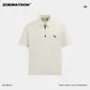 Camisa Polo Masculina Zoewatson de Verão com Lapela e Meio Zíper de Manga Curta, Solta, Simples e Versátil para o Trabalho