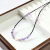 Nuevo collar de perlas de agua dulce de cristal negro puntiagudo para mujer, cadena de clavícula con cuentas de amatista y grava, collar de lujo ligero y combinable con todo.