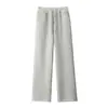 Pantalones de chándal de algodón chino de pierna ancha de 320 g, estilo primavera y otoño, unisex, color liso, pantalones casuales holgados, pierna recta, pantalones largos de fondo plano
