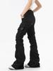 Pantalones Cargo Acampanados de Ajuste Delgado Oreeta Trendy High Street Unisex con Diseño de Pliegues para un Aspecto Más Alto y Delgado, Pantalones de Largo Hasta el Suelo