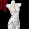 Moda Multicapa Exagerada de Cadena Metálica para Cuerpo Transfronteriza Europea y Americana Accesorios de Cadena para Pecho Sexy de Bikini para Club Nocturno