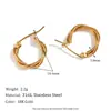 Moda Europea y Americana Elegantes Pendientes de Nicho Retro Acero Inoxidable Chapado en Oro de 18K Huecos Geométricos Pendientes Rayados Ligeros Vegetales para Mujer
