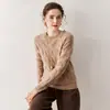 ¡Giro Retro! Suéter de Cachemir 100% Puro con Textura Trenzada Estilo Perezoso para Mujer, Suéter de Punto Holgado Suave y Ceroso a la Moda