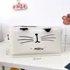 Estojo de lápis com zíper preto e branco de desenho animado criativo para estudantes, quadrado simples, grande capacidade, bolsa de caneta criativa, uma geração de cabelo