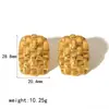 Pendientes de diseño retro de nicho europeo y americano, acero inoxidable bañado en oro de 18 quilates, textura tejida geométrica, pendientes de alta gama para mujer, venta al por mayor