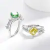 Anillo de Cubo de Azúcar Cortado Flor de Hielo de Piedra Preciosa Colorida Más Vendido en Transmisión en Vivo, Diamante de Alto Carbono Súper Brillante, Chapado en Oro Real, Anillo Versátil de Moda Personalizado