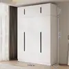 Armario para uso doméstico en el dormitorio, gabinete de almacenamiento de doble puerta, diseño moderno simple, adecuado para apartamentos pequeños y propiedades de alquiler, gabinete de almacenamiento ensamblado de lujo ligero