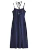 ZA comercio exterior transfronterizo al por mayor nueva ropa de mujer estilo europeo y americano vestido de cuello halter con diseño de pecho hueco