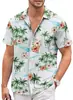 Camisa Hawaiana para Hombre Camisa Hawaiana con Palmera de Coco Tropical y Estampado Floral, Camisa de Manga Corta para Vacaciones en la Playa