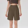 Pantalones Cortos de Traje para Mujer Estilo Nuevo para Primavera y Verano, Holgados de Cintura Alta Línea A Adelgazantes de Pierna Ancha Casual de Cinco Puntos, Pantalones de Trabajo de Pierna Recta