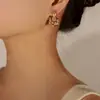 Coreia do Sul elegante Internet celebridade brincos geométricos peso feminino esmalte colorido leopardo saco brincos design avançado cobre banhado ouro 18K