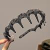 Moda Leopardo Ola con Dientes Diadema de Copa Craneal Alta para Mujer Texturizada Esponjosa Lavar la Cara Presión Diadema Elegante Sello para el Cabello Sombrerería