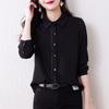 Estilo Nuevo Primavera y Otoño Camisa Negra de Seda para Mujer Manga Larga Moda Primavera y Otoño 2022 Top de Satén de Seda de Morera