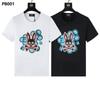Psy Venta al por Mayor Marca Americana de Moda Cho Bun Camiseta Colorida Calavera Conejo Degradado Estampado de Letras Estilo de Pareja Manga Corta Ny