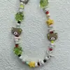 Cadena para Teléfono Oso Trébol de Cuatro Hojas Verde Hecha a Mano con Cuentas Lanyard Estilo Ins para Niña Decoración con Colgante Lindo