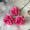 Decoração Artificial de Casamento com 3 Cabeças de Rosa Grandes com Borda de Diamante, Peça de Decoração para Casa, Flores Artificiais para Arranjo de Corredor de Salão de Casamento