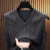 Suéter de Punto Casual con Cuello en V para Hombre Otoño e Invierno Moda Sencilla Color Sólido Jersey Chaleco sin Mangas