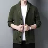 Cardigan de malha com gola lapela e estampa de frutas verdes, casaco masculino, primavera e outono, estilo coreano, casual, folgado, suéter de algodão e lã, moda