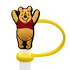 Gorra de Paja de Dibujos Animados Winnie the Pooh Transfronteriza Taza de Agua Creativa Cubierta de Popote de Silicona Tapón de Popote a Prueba de Polvo Venta al por Mayor en Stock