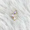 Pendientes de botón de aleación de titanio F136 color dorado con hoja de colores, piercing de labio/lengua de titanio G23 con rosca interna, joyería para la cabeza