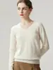 Suéter de punto 100% cachemir puro con cuello en V para mujer, nuevo suéter base cálido versátil de ajuste slim para otoño e invierno