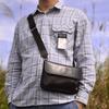 Novo couro genuíno homens fino ombro Crossbody Bag Top Layer Cowhide Casual All-match mão-carregando Commuter Satchel