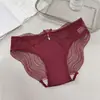 Puro Deseo Encaje Malla Bragas Triángulo Mujer Cintura Baja Sexy Hueco Colgante de Lazo Tentación Ropa Interior de Satén 6015