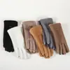 Guantes Cálidos sin Dedos para Mujer para Conducir y Andar en Bicicleta en Otoño e Invierno, Diseño Estilo Ins, Guantes Impermeables de Ante de Pelo Corto al por Mayor