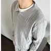 Suéter de Punto Rayado con Solapa Estilo Maduro para Hombre, Estilo 'Old Money' de Alta Gama, Versátil, Cómodo, Sencillo, Camiseta Casual de Manga Larga