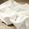 Playera Blanca de Algodón Puro de Textura Pesada de Manga Corta para Mujer Verano Estilo Americano Retro Chic de Alta Gama Hermosa Top Combinable