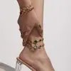 Tornozeleira de Pedra de Vidro Super Brilhante Cubo de Açúcar para Mulheres Aço Inoxidável Joias de Ouro 18K Genuíno Estilo Praia de Verão Acessórios para Tornozelo