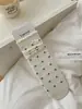 Meias Finas de Cano Médio para Mulheres, Estilo Coreano, Estrelinhas Cinza-Branco, Laço Fino, para Primavera e Verão, Meias Frescas e Simples de Dongdaemun