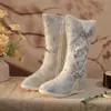 [Pintura a Tinta] Otoño 2024 Nuevo Tinta Montaña Lejana Estilo Nacional Botas Bordadas Hanfu con Abrigo Antiguo Botas Elevadas