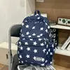 Mochila Escolar Azul Estrela de Aparência Premium Grande Capacidade Mochila Casual de Viagem para Casal Mochila Leve da Moda e Legal para Alunos do Ensino Médio