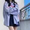 Camisa personalizable de manga larga para mujer, nuevo estilo de otoño, casual holgada estilo BF, chaqueta versátil a rayas de longitud media holgada para mujer