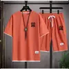 Traje Casual de Verano para Hombre 2023 Estilo Coreano Moda Deportiva Adolescente Estudiante Marca de Moda Estampado Conjunto de Dos Piezas